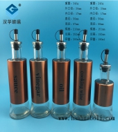 300ml電鍍金色直筒蓋橄欖油玻璃瓶