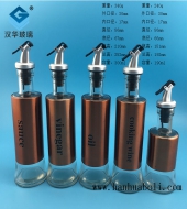 300ml電鍍玫瑰金鴨嘴玻璃油瓶