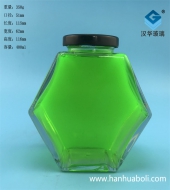 批發400ml六棱蜂蜜玻璃瓶