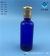 廠家直銷50ml電鍍大頭蓋藍色玻璃精油瓶