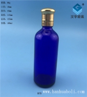 100ml電鍍大頭蓋藍色玻璃精油分裝瓶
