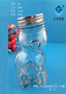 300ml歪頭熊玻璃糖果罐