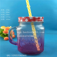 460ml噴涂梅森玻璃手把杯